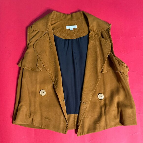 VETTA Convertible Trench Coat – 4-in-1 Sustainable Gold Tencel Jacket, Size S - Picture 8 of 13